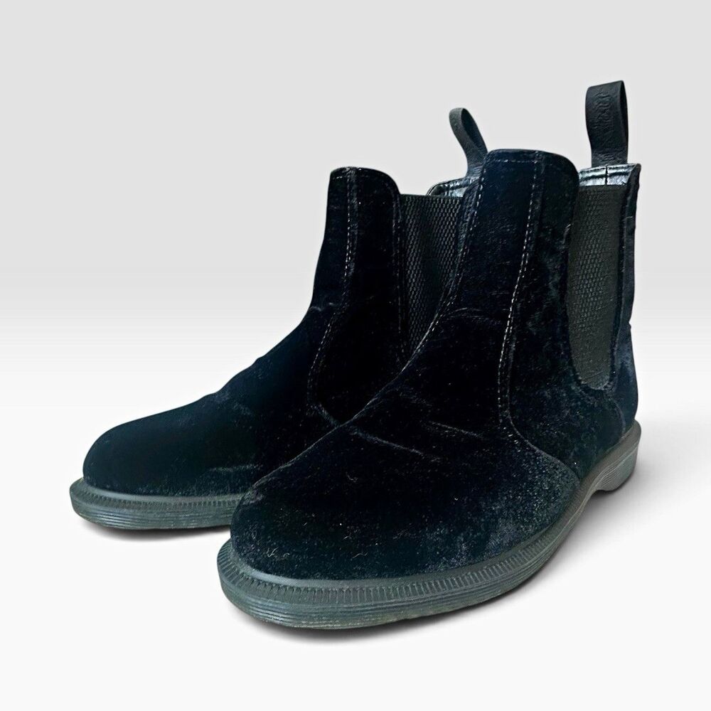 Dr Martens Flora Velvet Chelsea Boots Womens 9 Black UK 6 EU 39 Doc Martens